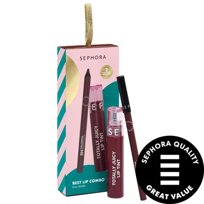 Sephora Collection Best Lip Combo Duo Gift Set: Totally Juicy Lip Tint & Lip Liner Deep Nude 0.18 Oz/5.5 ml