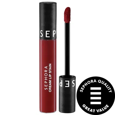 Sephora Collection Cream Lip Stain 10hr Liquid Lipstick 130 Naughty Burgundy 0.16 Oz. / 5 ml In White