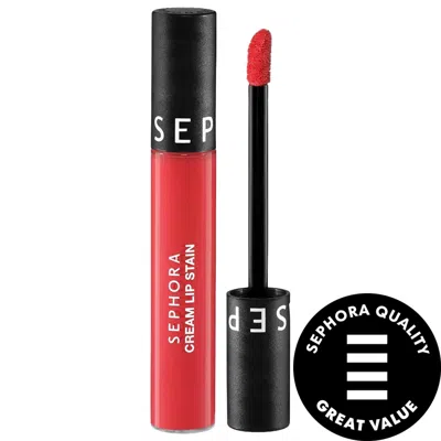 Sephora Collection Cream Lip Stain 10hr Liquid Lipstick 132 Acid Coral 0.16 Oz. / 5 ml In White
