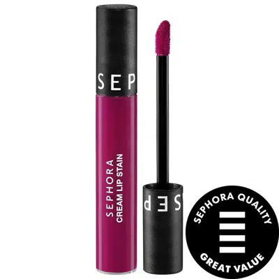 Sephora Collection Cream Lip Stain 10hr Liquid Lipstick 133 Purple Pop 0.16 Oz. / 5 ml In White
