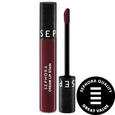 Sephora Collection Cream Lip Stain 10hr Liquid Lipstick 134 Plum Madness 0.16 Oz. / 5 ml In White