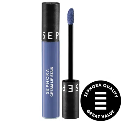 Sephora Collection Cream Lip Stain 10hr Liquid Lipstick 143 Very Blue 0.16 Oz. / 5 ml In White
