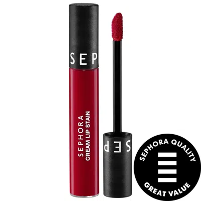 Sephora Collection Cream Lip Stain 10hr Liquid Lipstick 94 Cherry Moon 0.16 Oz. / 5 ml In White