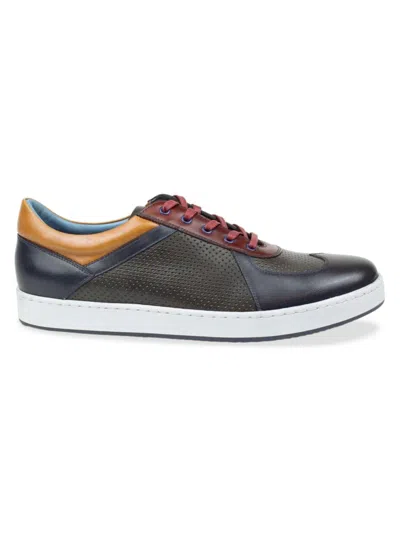 Sepol Men's Downtown Leather Sneakers In Blue Multicolor