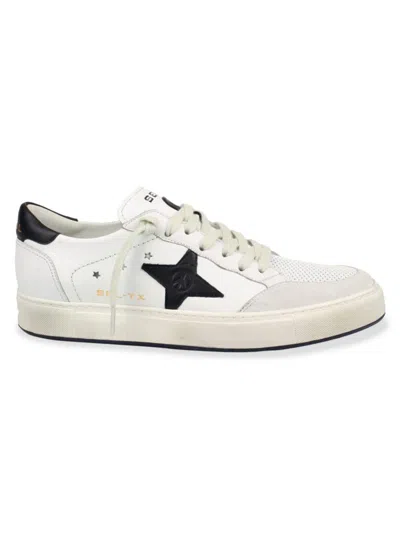 Sepol Men's Leather & Suede Sneakers In White Black