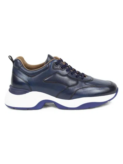 Sepol Men's Ultrecht Leather Sneakers In Navy