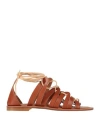 Sequimi Woman Sandals Tan Size 8 Cowhide In Brown