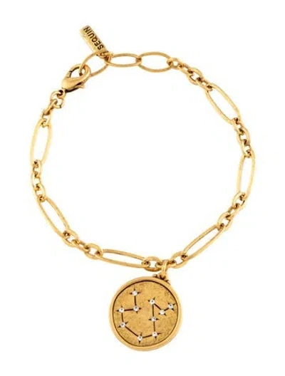 Pre-owned Sequin 'aquarius' Zodiac Charm Bracelet, 8.5" In Multicolor