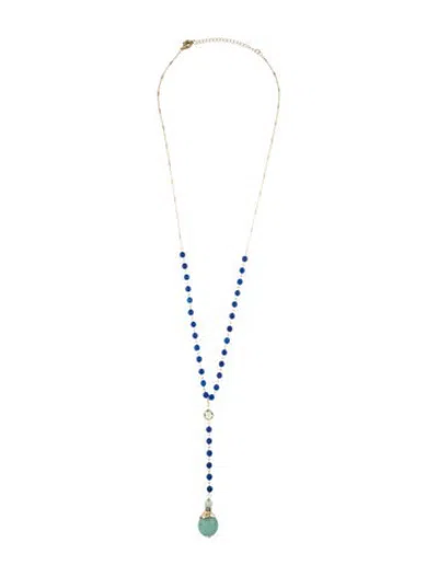 Pre-owned Sequin Bead & Crystal Lavalier Necklace, 33.25" In Clear