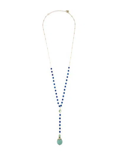 Pre-owned Sequin Bead & Crystal Lavalier Necklace, 33.25" In Clear
