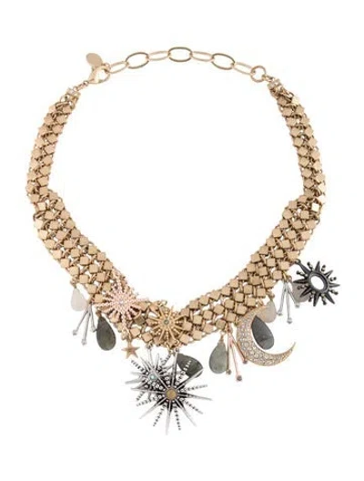 Pre-owned Sequin Celestial Statement Collar Necklace, 16.5" In Multicolor