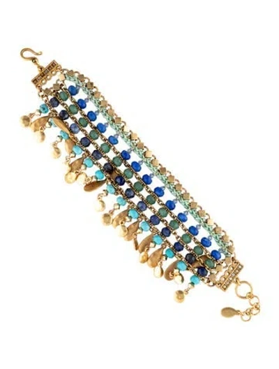 Pre-owned Sequin Cord, Crystal & Bead Strand Bracelet, 8" In Multicolor