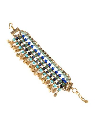 Pre-owned Sequin Cord, Crystal & Bead Strand Bracelet, 8.25" In Multicolor