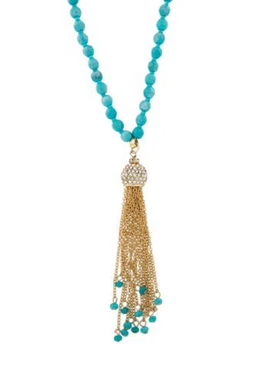 Pre-owned Sequin Crystal & Bead Lavalier Necklace, 38" In Multicolor