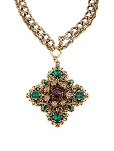 Pre-owned Sequin Crystal & Bead Pendant Necklace, 18" In Multicolor