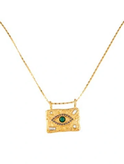 Pre-owned Sequin Crystal & Bead See No Evil Talisman Necklace., 19" In Multicolor