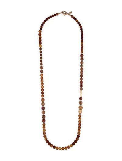Pre-owned Sequin Crystal & Glass Beaded Necklace, 41.5" In Orange
