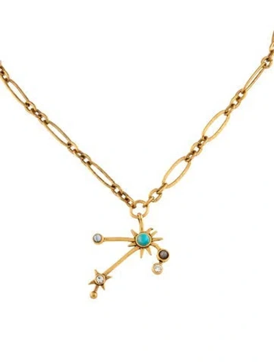 Pre-owned Sequin Crystal & Multi Stone Constellation Necklace, 18", 18" In Multicolor
