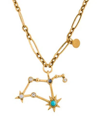 Pre-owned Sequin Crystal & Resin Bead Zodiac Leo Pendant Necklace, 18.5" In Multicolor