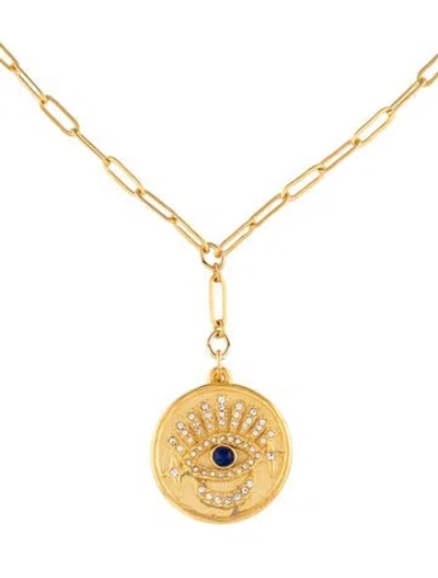 Pre-owned Sequin Crystal & Resin Eye Pendant Necklace, 18.75" In Multicolor