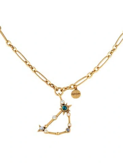 Pre-owned Sequin Crystal & Resin Zodiac 'capricorn' Pendant Necklace, 17.75" In Multicolor