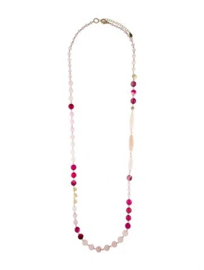 Pre-owned Sequin Crystal & Stone Bead Necklace, 46.25" In Multicolor