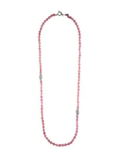 Pre-owned Sequin Crystal & Stone Beaded Necklace, 40" In Multicolor