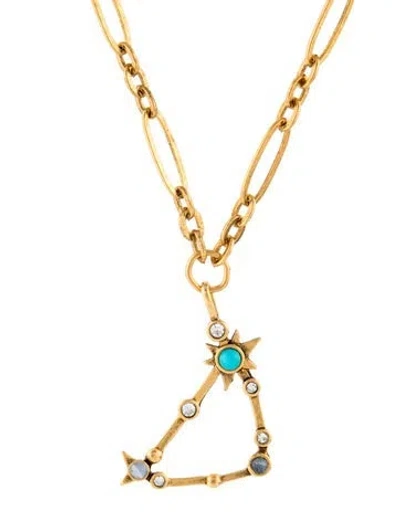 Pre-owned Sequin Crystal & Stone Constellation Pendant Necklace, 18" In Multicolor