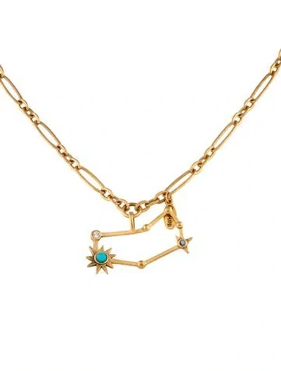 Pre-owned Sequin Crystal & Stone Gemini Link Necklace, 18" In Multicolor