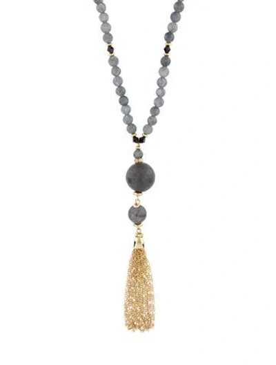 Pre-owned Sequin Crystal & Stone Pendant Necklace, 31.5" In Multicolor