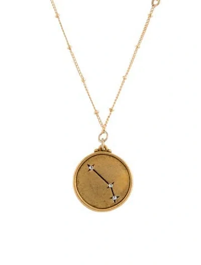 Pre-owned Sequin Crystal "aries" Pendant Necklace, 19.5" In Multicolor