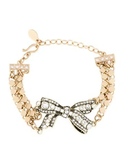 Pre-owned Sequin Crystal Bow Station Bracelet, 8.25" In Multicolor
