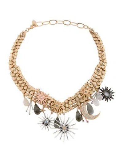 Pre-owned Sequin Crystal Celestial Statement Collar Necklace, 16.25" In Multicolor