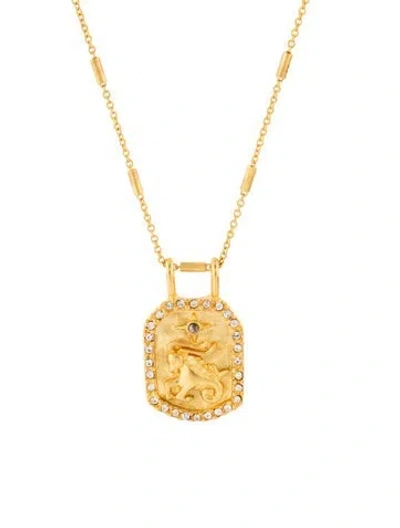 Pre-owned Sequin Crystal Étoile Zodiac 'capricorn' Pendant Necklace, 19.5" In Multicolor