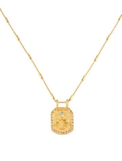 Pre-owned Sequin Crystal Étoile Zodiac 'libra' Pendant Necklace, 19.5" In Multicolor