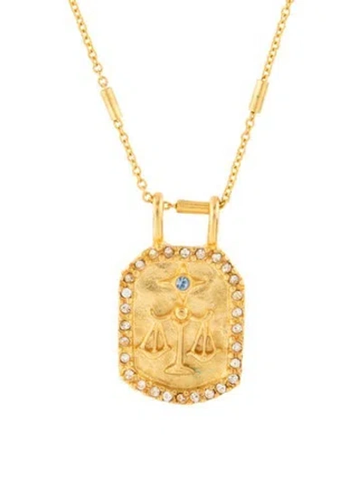 Pre-owned Sequin Crystal Étoile Zodiac 'libra' Pendant Necklace, 19.75" In Multicolor
