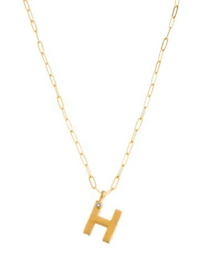 Pre-owned Sequin Crystal 'h' Pendant Necklace, 19" In Multicolor