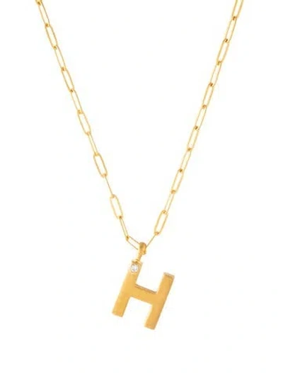 Pre-owned Sequin Crystal 'h' Pendant Necklace, 19" In Multicolor
