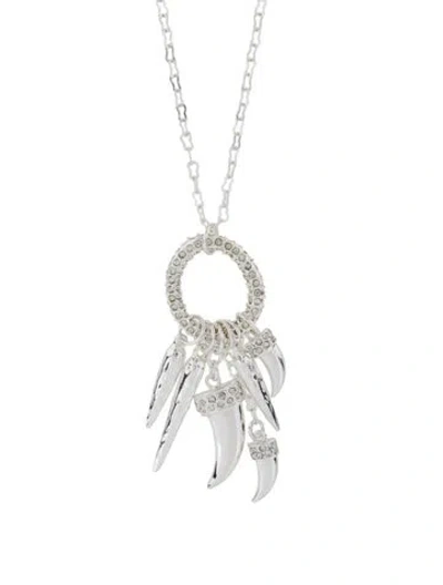 Pre-owned Sequin Crystal Horn Pendant Necklace, 35.25" In Multicolor