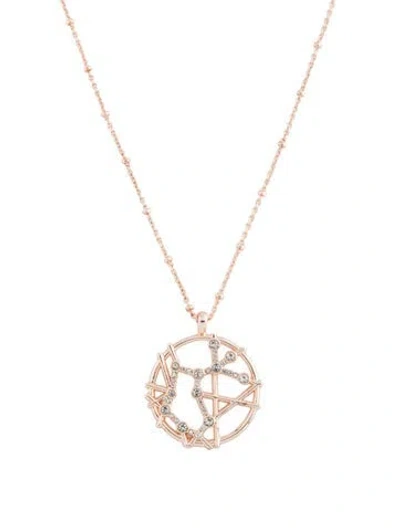 Pre-owned Sequin Crystal Horoscope Pendant Necklace, 19" In Multicolor