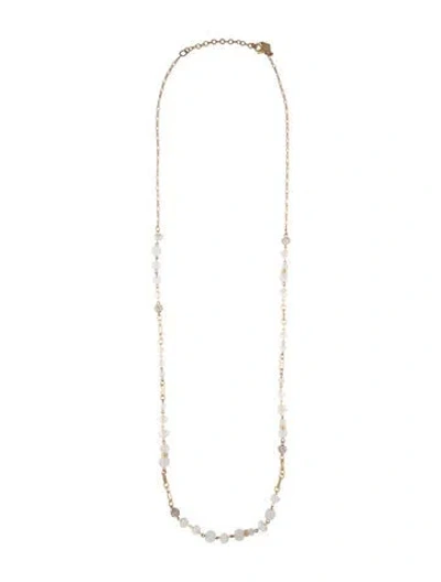 Pre-owned Sequin Crystal, Pearl & Bead Long Necklace, 43.5" In Multicolor