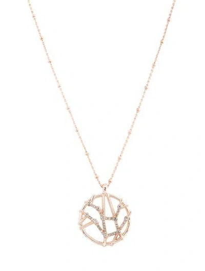 Pre-owned Sequin Crystal "virgo" Pendant Necklace, 18.75" In Multicolor
