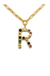 Sequin Emilie Crystal Initial Pendant Necklace In Gold
