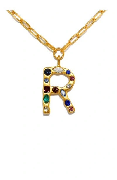 Sequin Emilie Crystal Initial Pendant Necklace In Gold