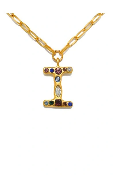 Sequin Emilie Crystal Initial Pendant Necklace In Gold