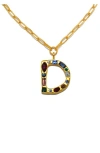 Sequin Emilie Crystal Initial Pendant Necklace In Gold