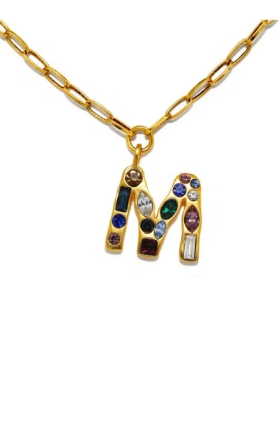 Sequin Emilie Crystal Initial Pendant Necklace In Gold