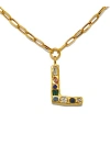 Sequin Emilie Crystal Initial Pendant Necklace In Gold