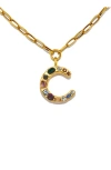 Sequin Emilie Crystal Initial Pendant Necklace In Gold