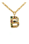 Sequin Emilie Crystal Initial Pendant Necklace In Gold